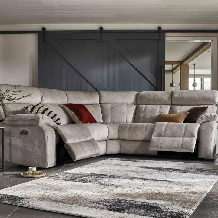 Moreno Fabric Power Recliner Corner Sofa with Power Headrests