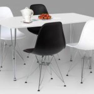 BIANCA White High Gloss Dining Table with Steel Chrome Legs