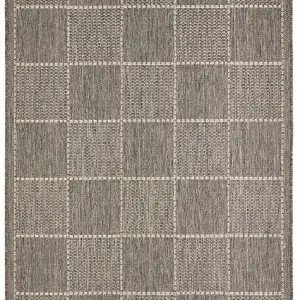 FLATWEAVE GEL Check Grey Rug, Runner & Doormat