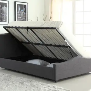 ELLE Ottoman Storage Bed Frame in Grey Linen Fabric