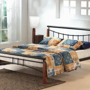 FRANKLIN Black Metal & Dark Oak Bed Frame