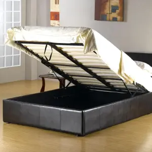FUSION PU Storage Bed Frame in Black, Brown & White