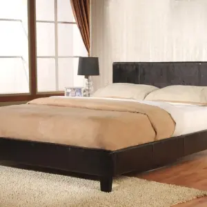 HAVEN PU Bed Frame in Black, Brown & White
