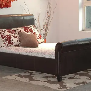 HENLEY PU Bed Frame in Blasck & Brown