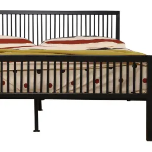 KARACHI Metal Bed Frame with Bentwood Slats in Black & White