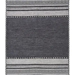 KELIM Charcoal Cotton & Chenille Rug