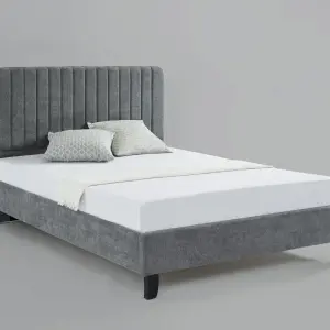 LIVINGSTONE Grey Fabric Bed Frame - Double 4'6Ft & King Size 5Ft