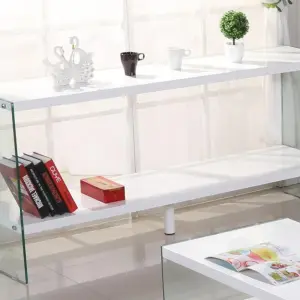 MARCO White High Gloss Sideboard with Clear Glass Sides