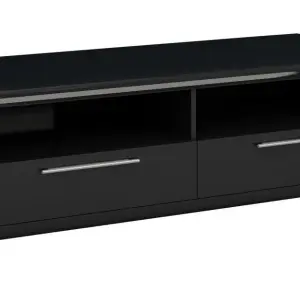 NEWLINE High Gloss TV Stand with Silver Legs in Black and White