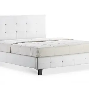QUARTZ Faux Leather Bed Frame with Crystal Details in Black & White