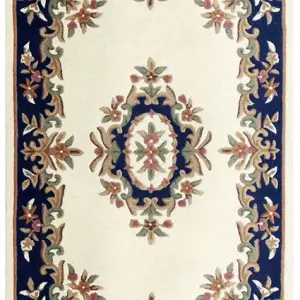 PRIME ROYAL Cream/Blue Wool Rug