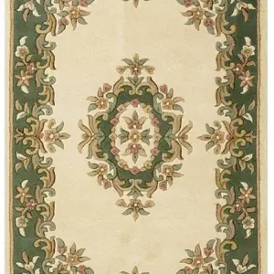 PRIME ROYAL Cream/Green Wool Rug