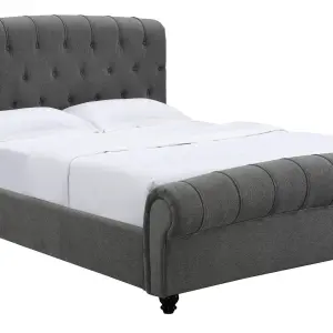 SANTAFE Grey Fabric Linen Bed Frame
