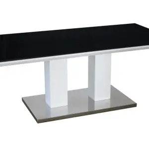 SASHA Black Painted Glass Coffee Table with Black & White HG Frame