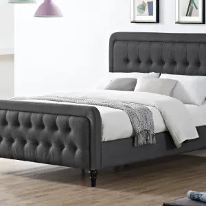 TAHITI Grey Linen Fabric Bed Frame