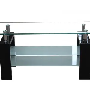 TELFORD High Gloss TV Unit with Clear Glass Top & Matt White Glass 2 Shelves