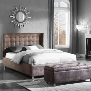 VALENCIA Antique Fabric Bed Frame with Wings