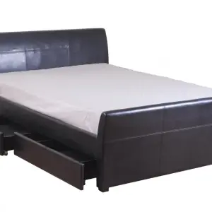 VIVA PVC Bed Frame with 4 Drawers in Black & Brown