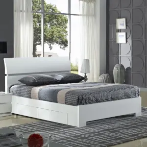 WIDNEY White High Gloss Bed Frame