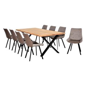 YALE Large 220cm Solid Oak Dining Table in Natural Oil