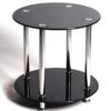 BENTON Glass Round Lamp Table with Stainless Steel Legs