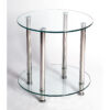 BENTON Glass Round Lamp Table with Stainless Steel Legs - Image 2