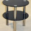 KANSAS Round Glass Lamp Table with 2 Shelves & Chrome Frame
