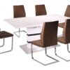 LEONA White & Black High Gloss Dining Table with Chrome Base