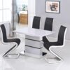 LEONA White & Black High Gloss Dining Table with Chrome Base - Image 2