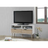 MAPLETON TV Stand in White & Oak with Rubberwood Legs - Image 4