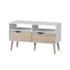 MAPLETON TV Stand in White & Oak with Rubberwood Legs - Image 2