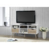 MAPLETON TV Stand in White & Oak with Rubberwood Legs - Image 3