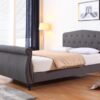 MARIANNA Dark Grey Linen Bed Frame - Double 4'6Ft & King Size 5Ft