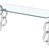 QUETTA Glass Coffee Table with Stainless Steel Frame in Black/Gold and Clear/Silver - Image 2