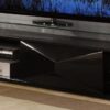ROWLEY High Gloss TV Cabinet with Clear Glass Top in Black and White
