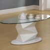 ROWLEY Clear Glass Oval Coffee Table with High Gloss Base - Image 2