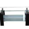 TELFORD High Gloss TV Unit with Clear Glass Top & Matt White Glass 2 Shelves