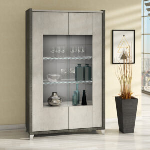 HILTON Italian Style High Gloss Display Cabinet - 2 Doors
