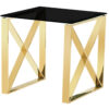 NINGBO Glass Lamp Table with Gold Chrome Legs