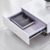 CRESTA White High Gloss Lamp Table with Clear Glass Top and Side - Image 2