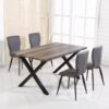 MANHATTAN Grey PU Dining Chair with Black Metal Legs - Set of 2 - Image 2