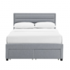 PAISLEY 4 Drawers Bed Frame in Grey Linen Fabric - Image 5