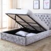 YASMIN Ottoman Storage Bed Frame in Silver Crushed Velvet