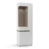 Chelsea Living Tall Glazed Narrow Display Unit (RHD) in White with a Truffle Oak Trim - Image 9
