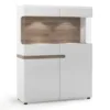 CHELSEA Living Low Display Cabinet 109cm Wide in White with a Truffle Oak Trim - Image 10