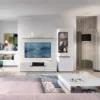 Chelsea Living Tall Glazed Narrow Display Unit (RHD) in White with a Truffle Oak Trim - Image 5