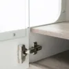 Chelsea Living Tall Glazed Narrow Display Unit (RHD) in White with a Truffle Oak Trim - Image 4
