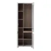 CHELSEA Living Tall Glazed Narrow Display Unit (LHD) in White with a Truffle Oak Trim - Image 7