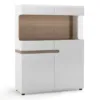 CHELSEA Living Low Display Cabinet 109cm Wide in White with a Truffle Oak Trim