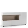 CHELSEA Living 3 Doors Glazed Sideboard in White with a Truffle Oak Trim